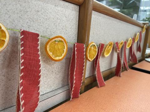 dried orange slices on a garland