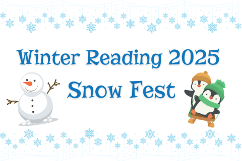 Winter Reading Snow Fest with snowman and penguins