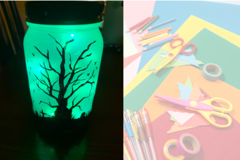 luminary jar with green lights