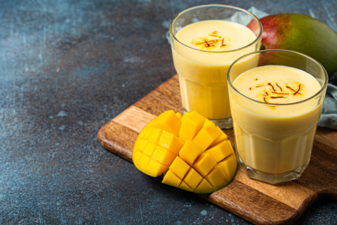 Mango Lassi and fresh mango