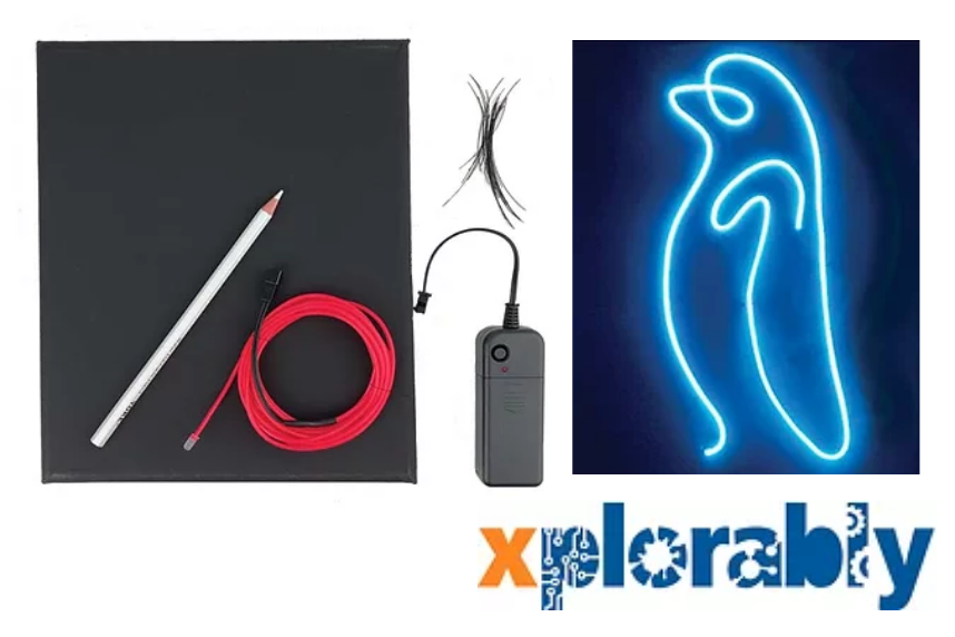 Neon art kit, example of neon art, xplorably logo