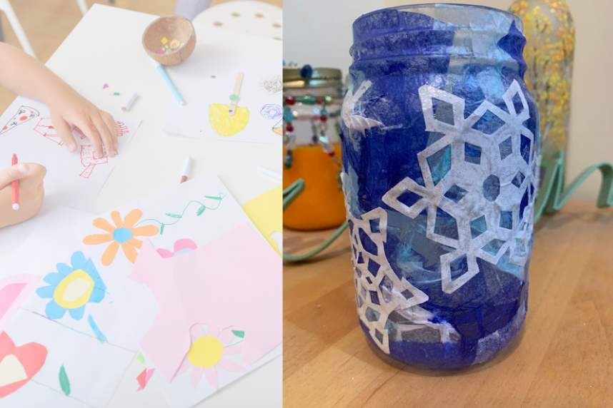 craft supplies and winter luminaries