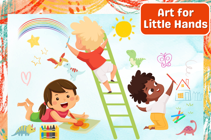 3 children painting artwork on a wall