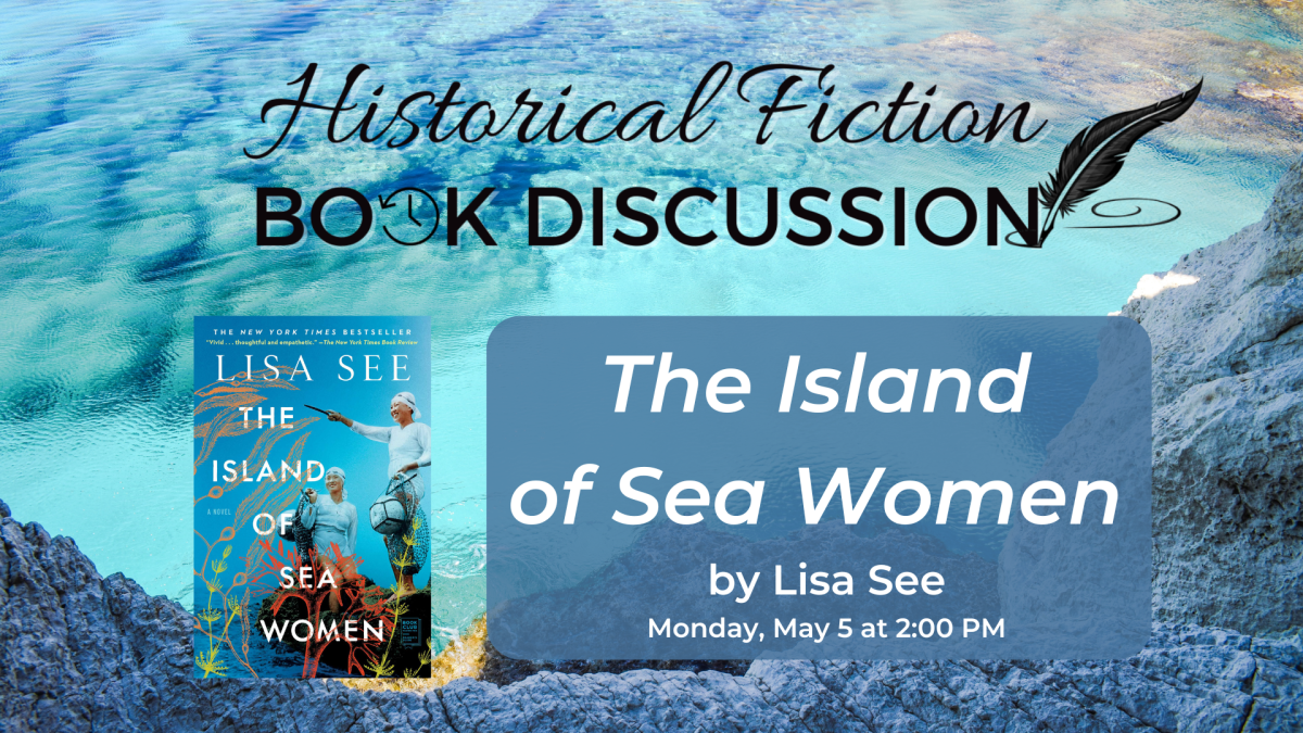 Cover on sea background; Island of Sea Women Monday, May 5 at 2pm